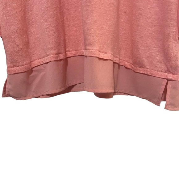 Sanctuary Stitch Fix Tiered Tied 3/4 Sleeve Salmon 100% Linen Sylvie Top - Picture 4 of 8